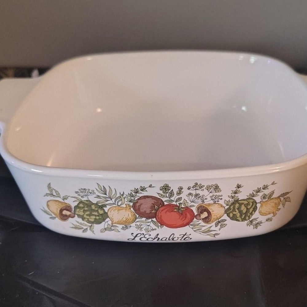 Vintage Corning Ware Spice of Life L'Echalote Square Casserole Dish Baker